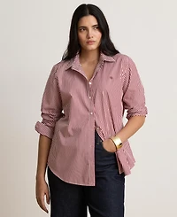 Lauren Ralph Women's Striped Long-Sleeve Button-Down Shirt