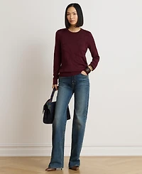 Lauren Ralph Women's Belting-Motif Slim-Fit Cotton-Blend Sweater