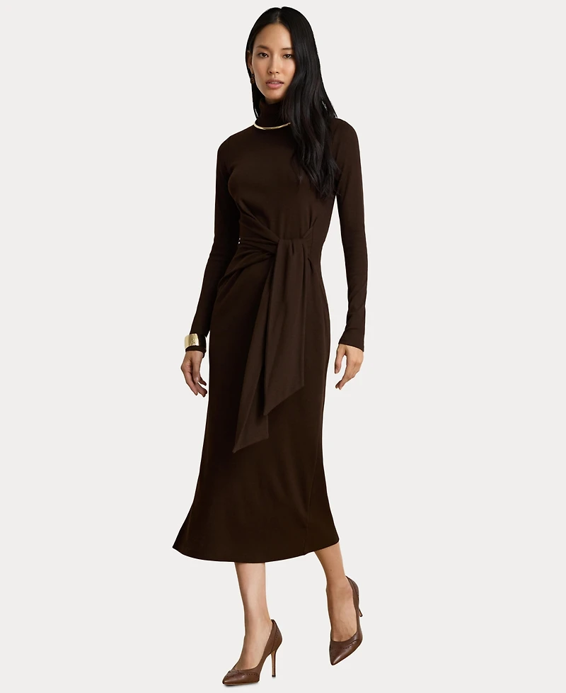 Lauren Ralph Lauren Women's Tie-Front Turtle Neck Dress