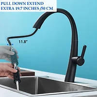 Thirtypeachy Single Handle High-Arc Pull-Down Kitchen Faucet, Stainless Steel with Dual-Mode Sprayer and 360degree(s) Swivel