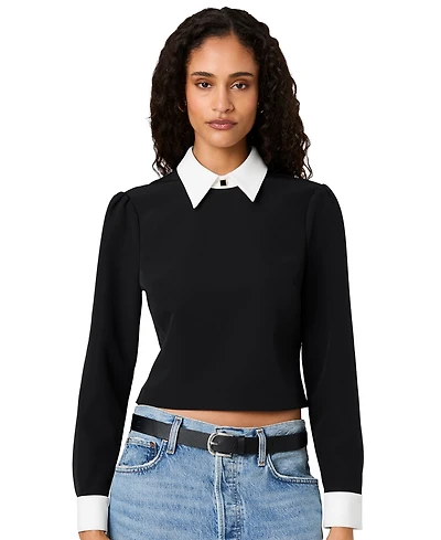 French Connection Women's Echo Crepe Collar720 Point Collar Mini Long-Sleeve Blouse