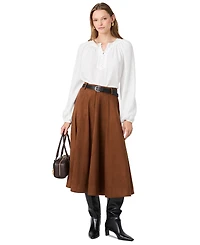 French Connection Women's Tencel Mock-Neck Long-Sleeve Half-Placket Blouse