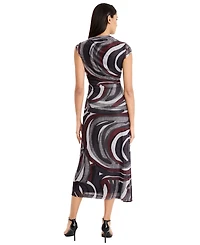Donna Morgan Women's Ruched-Waist Cap-Sleeve Maxi Dress