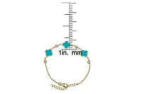 Lily Nily Girls Clovers and Cubic Zirconia Bezel Station Chain Link Bracelet in 14K