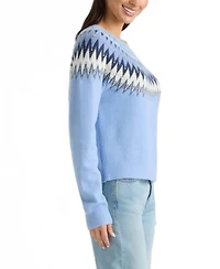 Ellen Tracy Women's Fair Isle Sweater with Rhinestone Embellishments