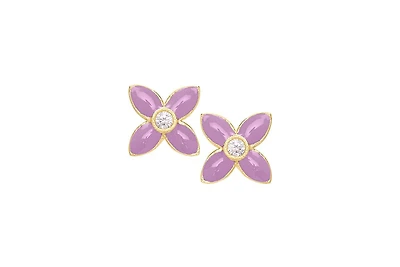 Lily Nily Cubic Zirconia Flower Stud Earrings in 14K