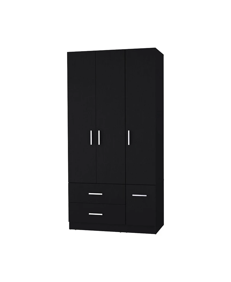 Fm Furniture Douglas Armoire in Melamine, Two Drawers, Hanging Rod And 4 Doors