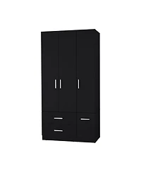 Fm Furniture Douglas Armoire in Melamine, Two Drawers, Hanging Rod And 4 Doors
