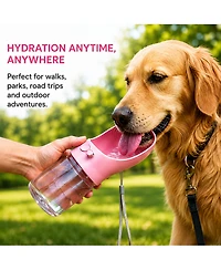 Portable Dog Water Bottle, 12 oz (350 ml), Leak-Proof Pet Water Dispenser with Drinking Bowl, Bpa-Free, One-Touch Water Return