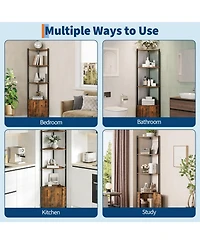 homfan Space-Saving 5-Tier Corner Shelf - 57 Inch Height - Metal Frame and Wood Shelves - for Living Room, Bedroom, Kitchen, Bathroom