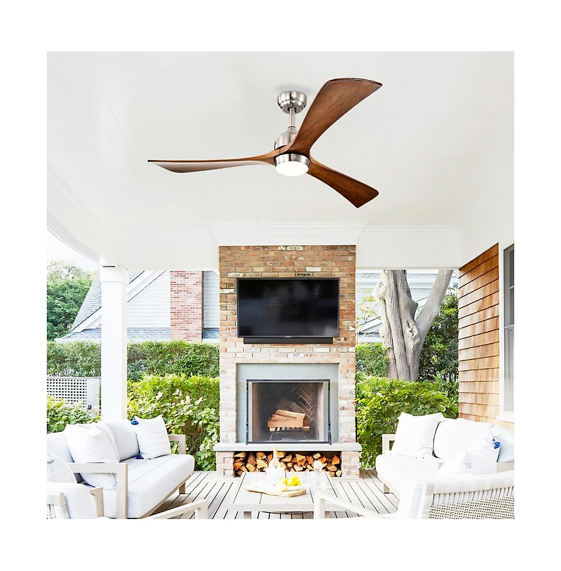 Sofucor 52-in Sand Nickel Modern Led Ceiling Fan with Lights and Remote Control Included 3-Blade