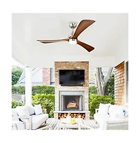 Sofucor 52-in Sand Nickel Modern Led Ceiling Fan with Lights and Remote Control Included 3-Blade