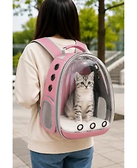 ProMounts Breathable Transparent Pet Carrier Bag for Cats and Small Dogs – Portable Space Capsule with Zipper, Ideal for Travel and Outdoor Adventures