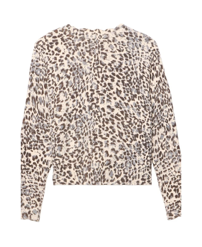 Mint Velvet Women's Leopard Print Scallop Trim Cardigan