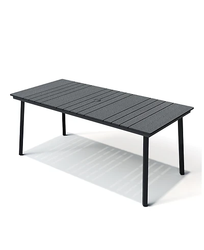 Pellebant Outdoor Patio Rectangle Dining Table with Umbrella Hole