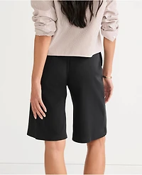 Lands' End Women's Sport Knit High Rise Pleated 12 Inch Bermuda Shorts
