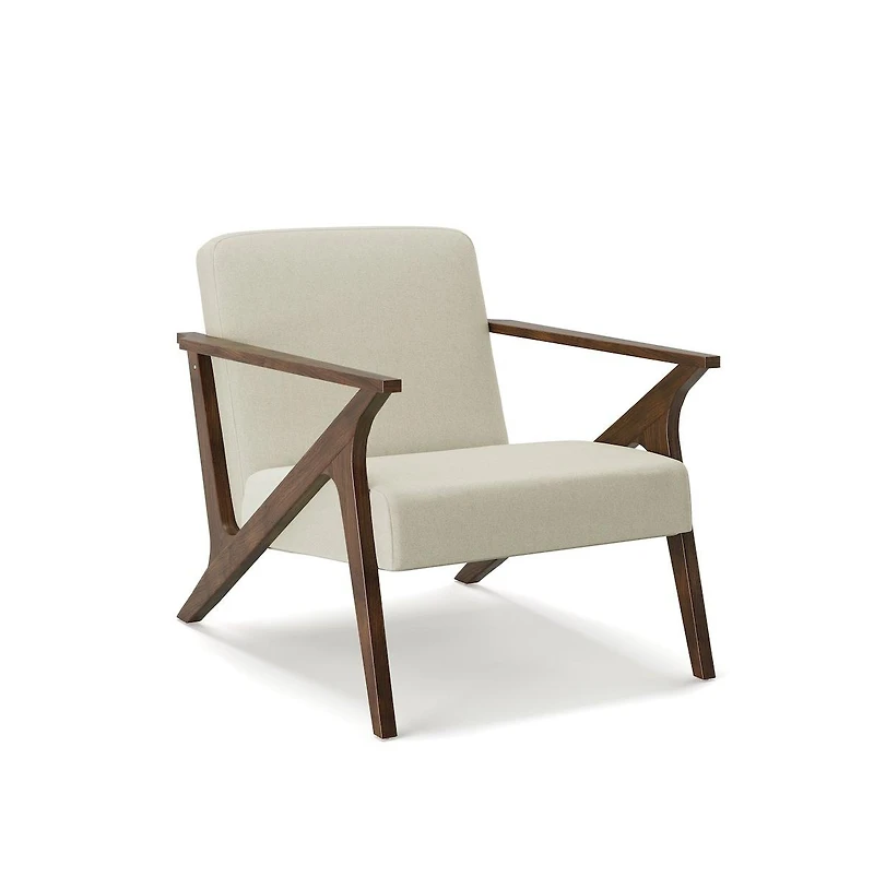 Glenwillow Home Grove Mid-Century Modern Accent Chair, Medium Brown and Light Gray