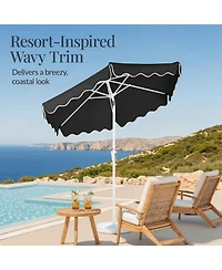 Best Choice Products 7.5feet Patio Market Umbrella with Wavy Trim, Fade-Resistant, Crank and Tilt