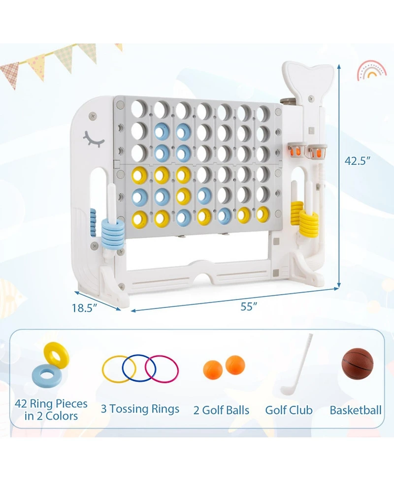 Sugift 4-in-1 Giant 4-to-Score Yard Game Set, Adjustable Height, 55" x 18.5" x 42.5", Ages 5+