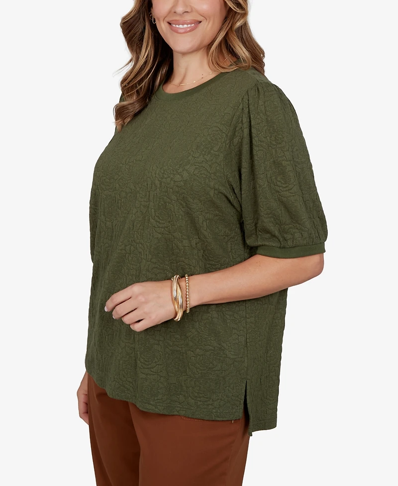 Ruby Rd. Plus Rosette Floral Side-Slit T-Shirt