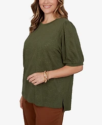 Ruby Rd. Plus Rosette Floral Side-Slit T-Shirt