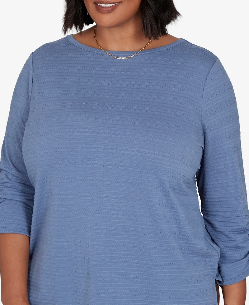 Ruby Rd. Plus Ottoman Boat Neck 3/4-Sleeve Top