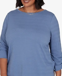 Ruby Rd. Plus Ottoman Boat Neck 3/4-Sleeve Top