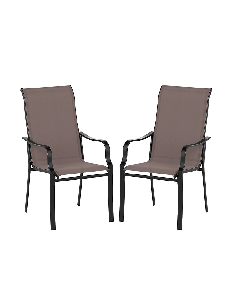 Slickblue 2-Piece Outdoor Dining Chair Set with Wide Seats and Metal Frames
