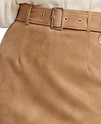 Ny Collection Petite High-Waisted Pencil Midi Faux Suede Skirt
