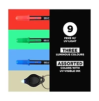 Sakura Gelly Roll Uv Pen - Uv Gel Ink Pen with Uv Keychain Flashlight - 9 Pens, 3 Lights