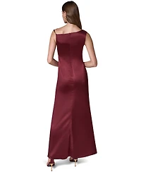 Donna Karan New York Women's Sleeveless Asymmetric Cowl-Neck Satin Maxi Dress