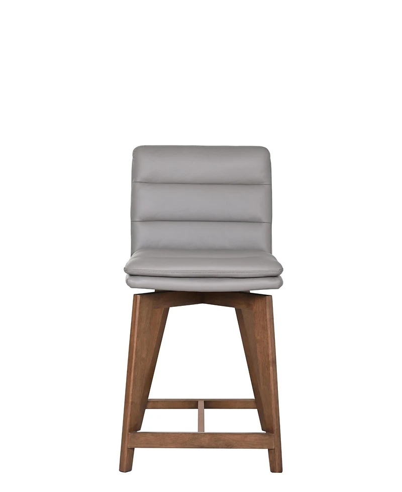 Porter Designs Castor Genuine Leather Counter Chair, Gray