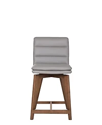 Porter Designs Castor Genuine Leather Counter Chair, Gray