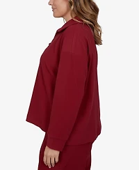 Ruby Rd. Plus Collared Long-Sleeve Ribbed Top