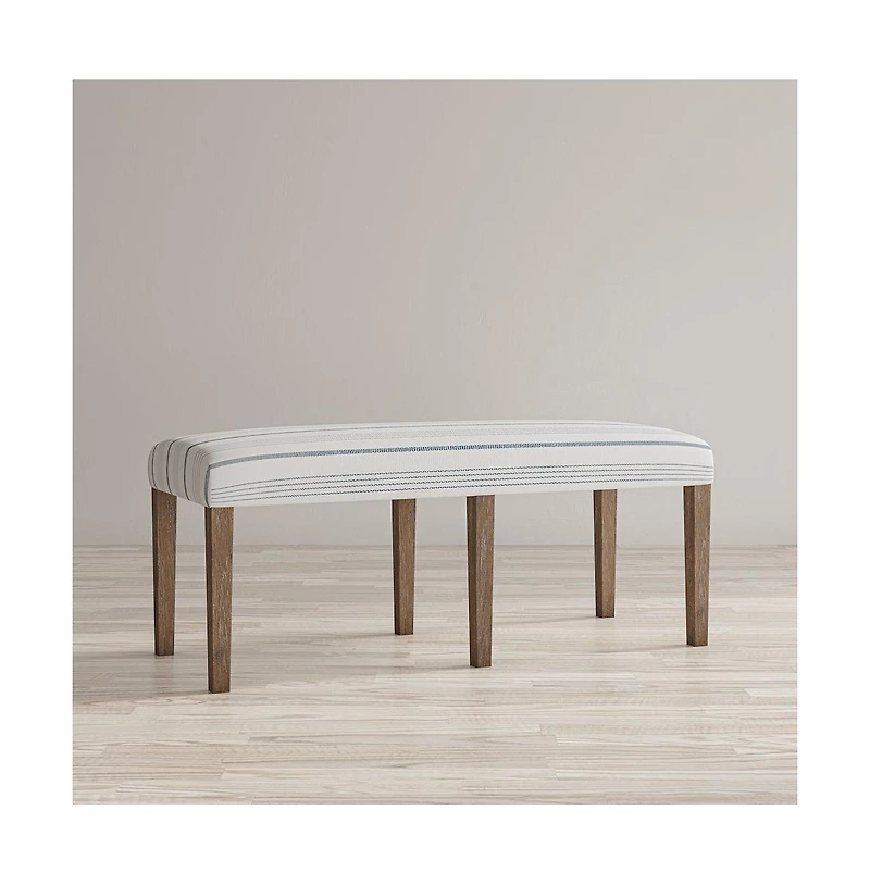 Jofran Eastern Tides Coastal Wire-Brushed Wood 46" Upholstered Dining Bench