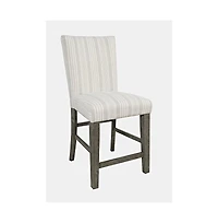 Jofran Rustic Solid Wood Parsons Striped Upholstery Counter Stool (Set of 2)