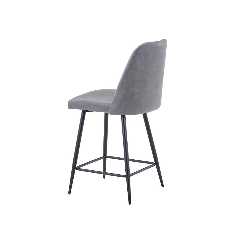 Jofran Mid-Century Modern Faux Leather Upholstered Counter Height Barstool (Set of 2