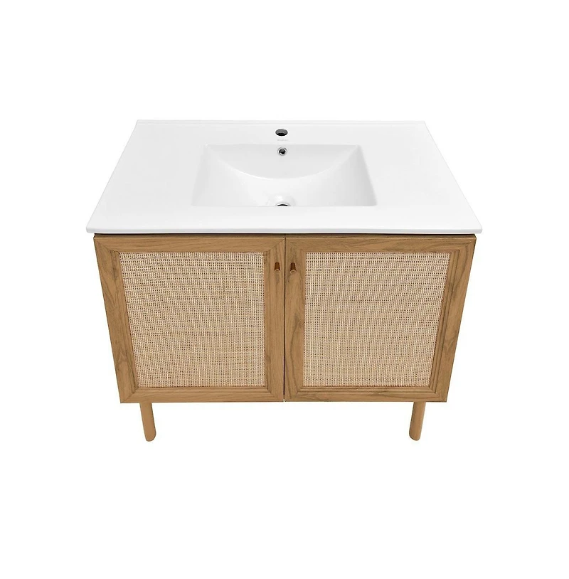 Swiss Madison Classe 36" Freestanding Bathroom Vanity in Golden Oak with Sink Top