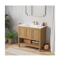 Chateau 36" Freestanding Bathroom Vanity in Golden Oak with Sink Top