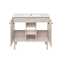 Swiss Madison Bron 36" Freestanding Bathroom Vanity in Oak with Sink Top