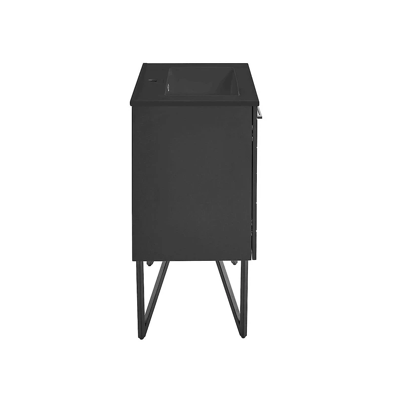 Swiss Madison Annecy 24 in. Phantom Black Bathroom Vanity With Black Ceramic Sink Top