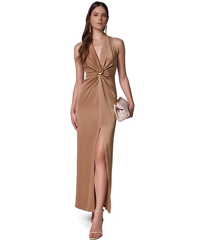 Donna Karan New York Women's Satin V-Neck Maxi Dress