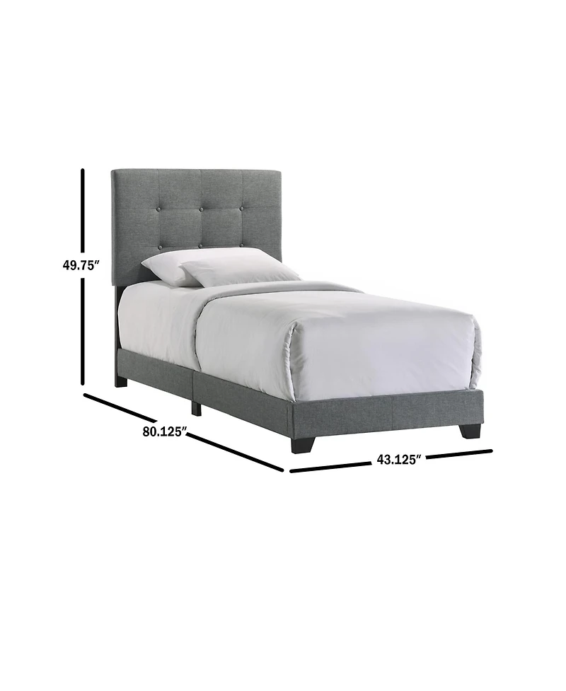 Intercon Addyson Twin Uph Bed in Addyson Gunmetal Fabric