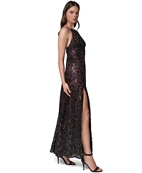 Donna Karan New York Women's Sleeveless Sequin-Embroidered Low V-Back Gown