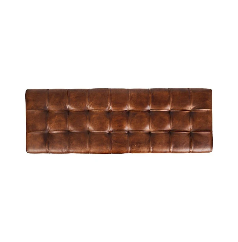 Jofran Global Archive 50" Genuine Distressed Leather Mid-Century Modern Ottoman Bench