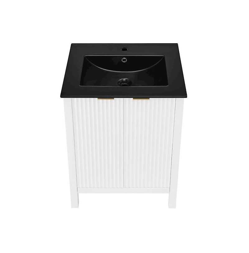 Swiss Madison Bastille 24 in. White Bathroom Vanity With Black Ceramic Sink Top