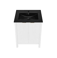 Swiss Madison Bastille 24 in. White Bathroom Vanity With Black Ceramic Sink Top