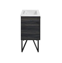 Swiss Madison Annecy 24 in. Black Walnut Bathroom Vanity With White, 3-Hole Ceramic Sink Top