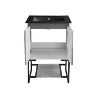 Swiss Madison Marseille 24 in. Gray Oak Bathroom Vanity With Black Ceramic Sink Top