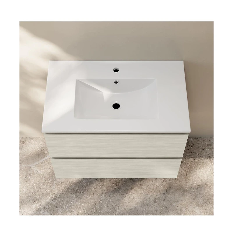 Swiss Madison Liberte 30" Wall-Mounted Bathroom Vanity in White Oak with Sink Top